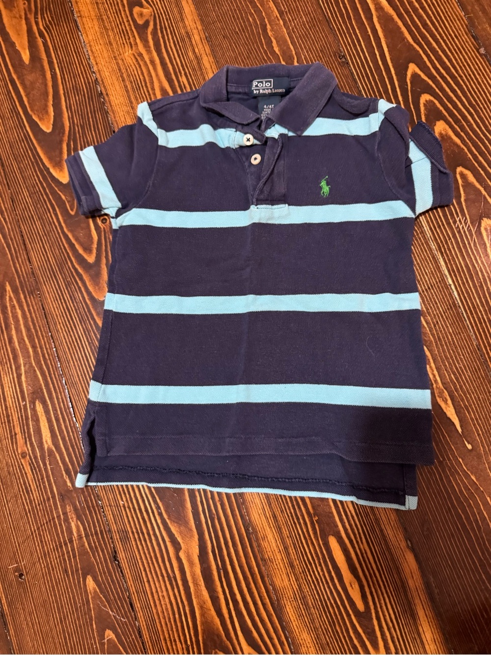 Ralph Lauren Navy and Aqua Striped Polo